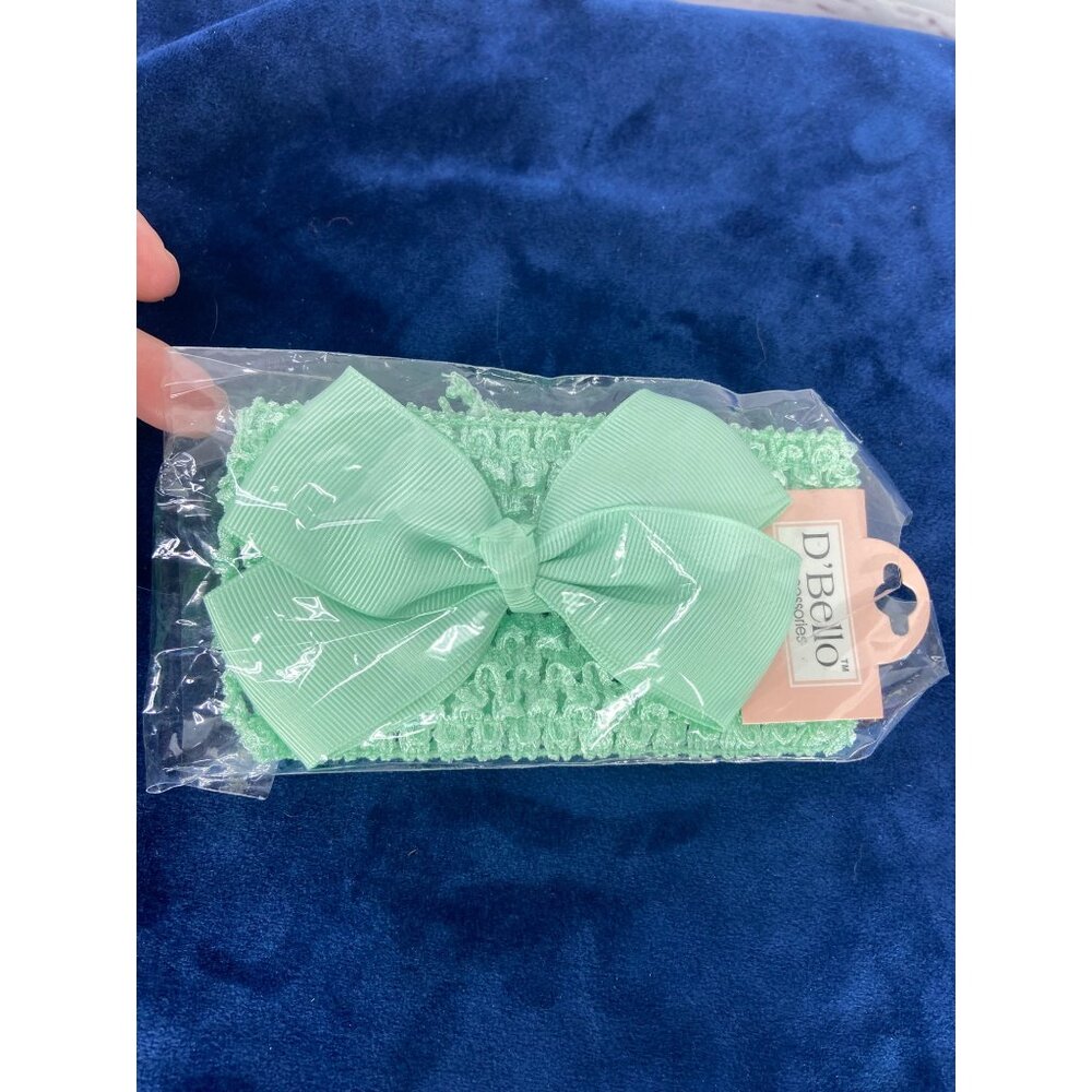d'Bello‎ Accessories Mint Green Infant Girl Headband With Bow